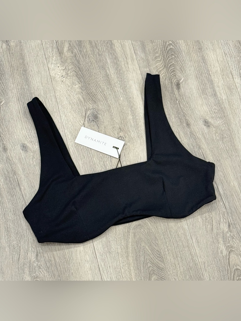 Dynamite Casual Jet Black Alani Summer Sculpt Micro Bra Top